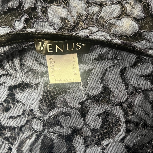VENUS Blue and Black Floral Lace Dress - Picture 3 of 14